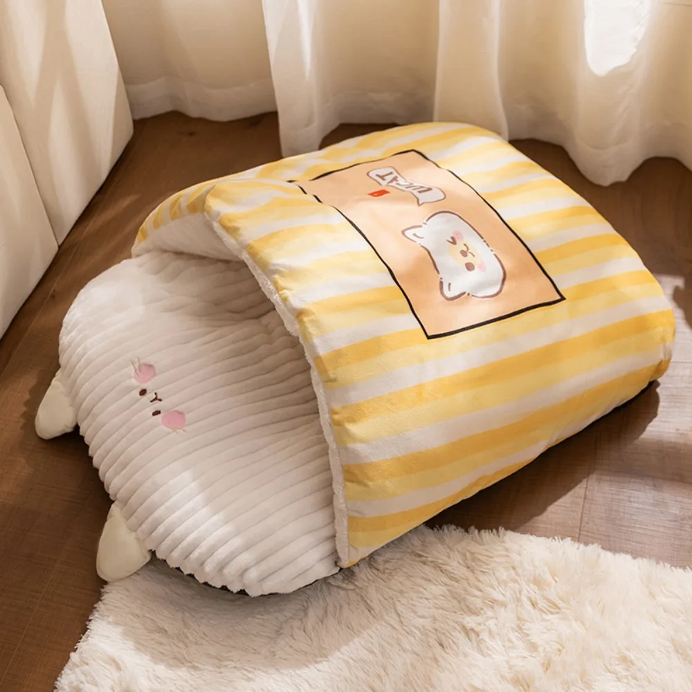 

Cute Cartoon 3D Cat Sleeping Bag Warm Comfortable Tunnel Cat Nest Soft Semi-enclosed Plush Cat Bed Medium-Sized Pets