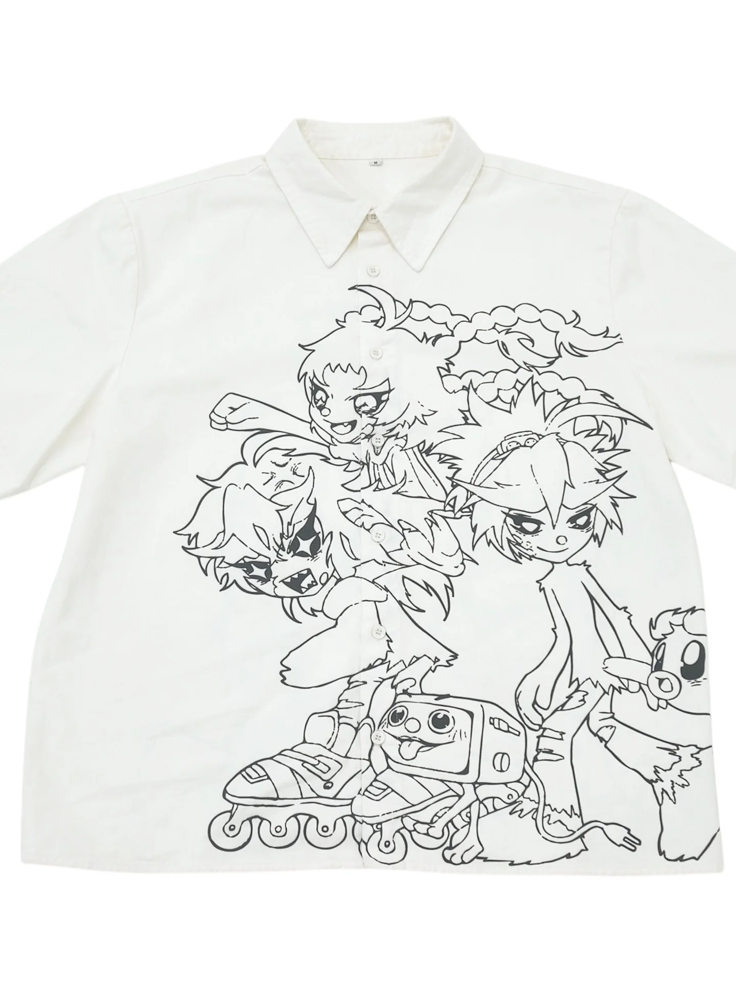 

New Anime Print Graphic T Shirts Cotton Polo Short Sleeve Men Women Retro Goth Style Harajuku Streetwear Y2k Tops