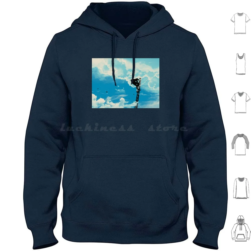 Up There Hoodies Long Sleeve Surreal Sky Stars Moon Space Night Nature Blue Star Cool Universe Astronomy Clouds Fun