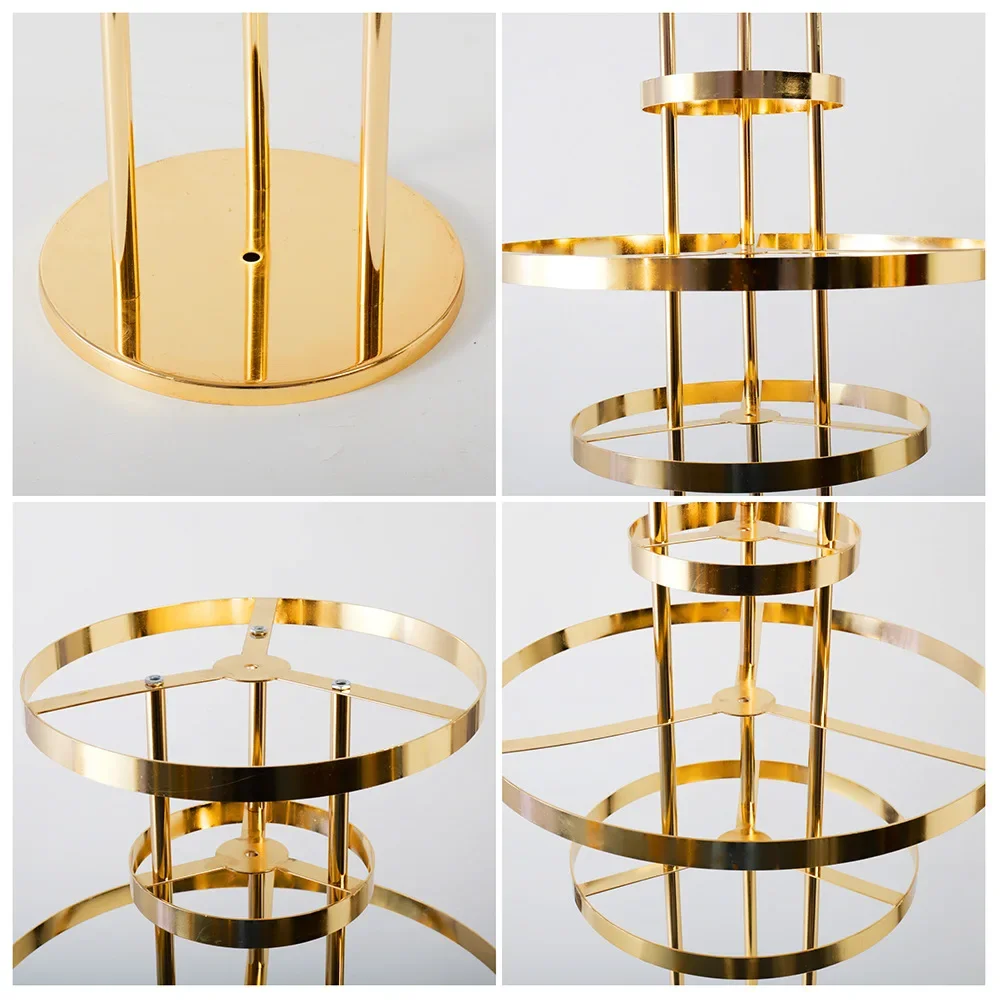 118cm Hoher Goldener Metall-Blumenständer 4-stufig Hochzeitstisch-Mittelstück Blumendekoration Rack Event Party Gang-Dekor Requisiten – Detail 6