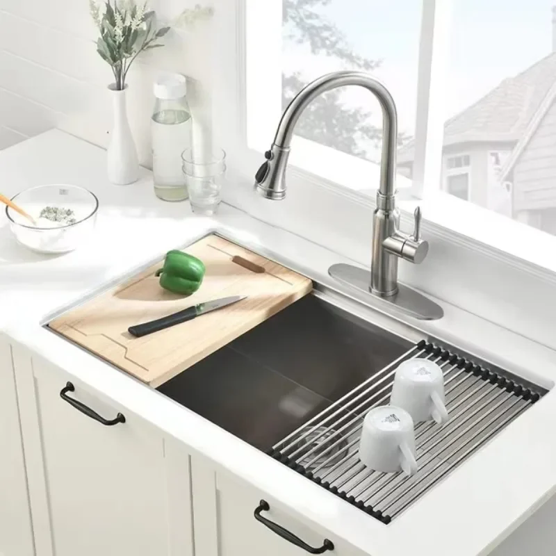 Dasen 23" 28" 30" 32" 36" große einzelne schwarze Küchenspüle