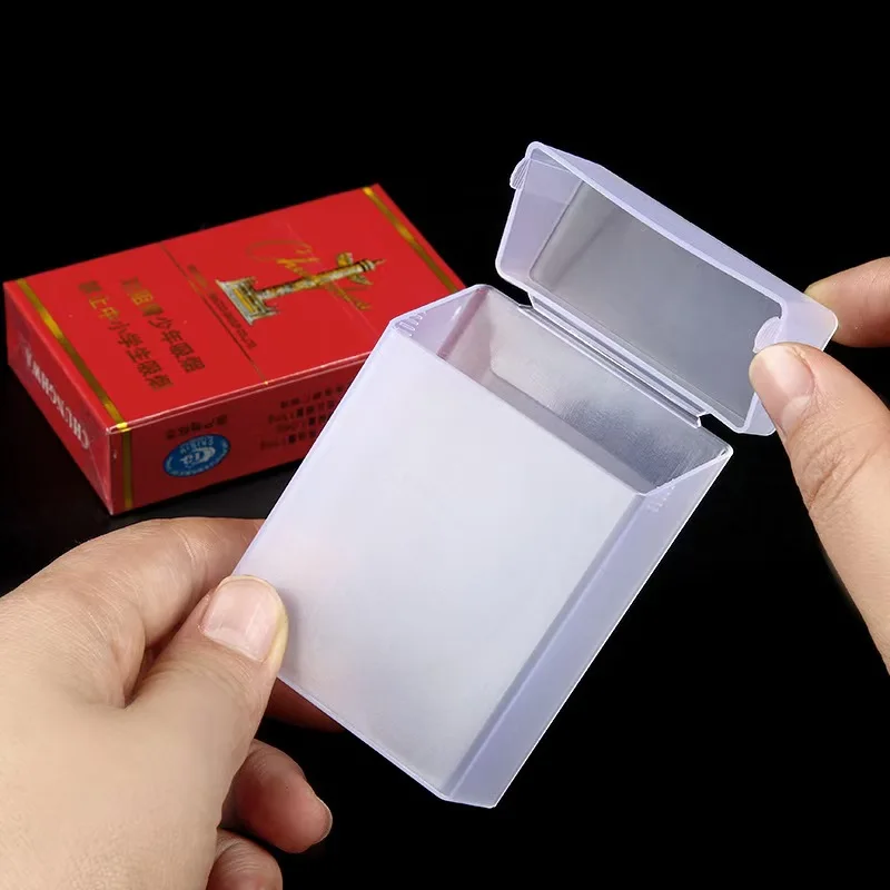 Slim Clear Flip Cigarette Case for 20 |Sweat-Resistant Soft Shell &Crushproof Cover ITransparent Holder with Anti-Squeeze Design