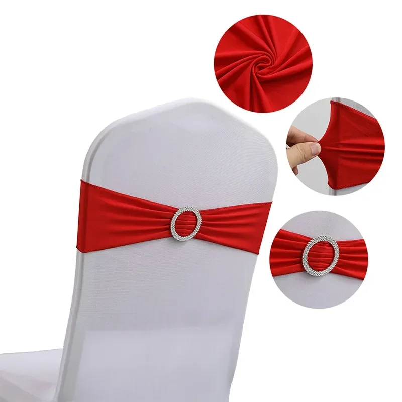 Fabric Elastic Strap Hotel Wedding Banquet Chair Bow Back Flower Chair Cover Back Cover 10Pcs 50Pcs Decoration