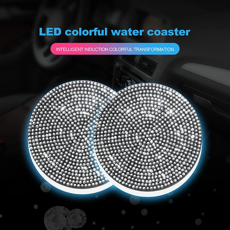 New Luminous Car Coasters for Cup Holders  USB Charging  Led Atmosphere Light Car Decoration  Bling Car Accessories for Girls