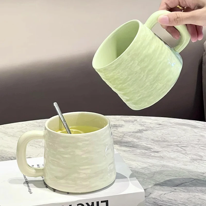 

Creative Ceramic Stone pattern With cover Water Cups, Household Dining Room Office Items, Mug, Breakfast Milk Coffee Cup, 1Pc