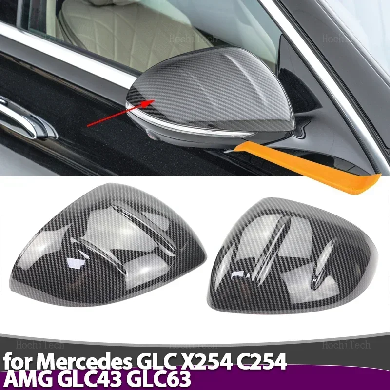 

Carbon Fiber Pattern Black Side Mirror Cover Caps for Mercedes-Benz GLC X254 C254 200 300 350 400 GLC43 GLC63 43 63 2023-2025