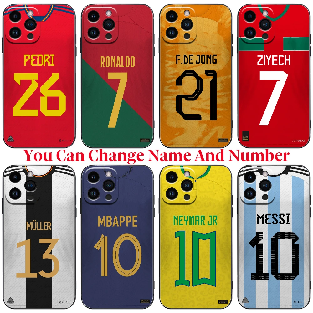 Custom Morocco Argentina France Football Jersey Cover Case For iPhone 5S 6 6S SE 7 8 X XS XR 11 12 13 14 Pro Max Plus Mini