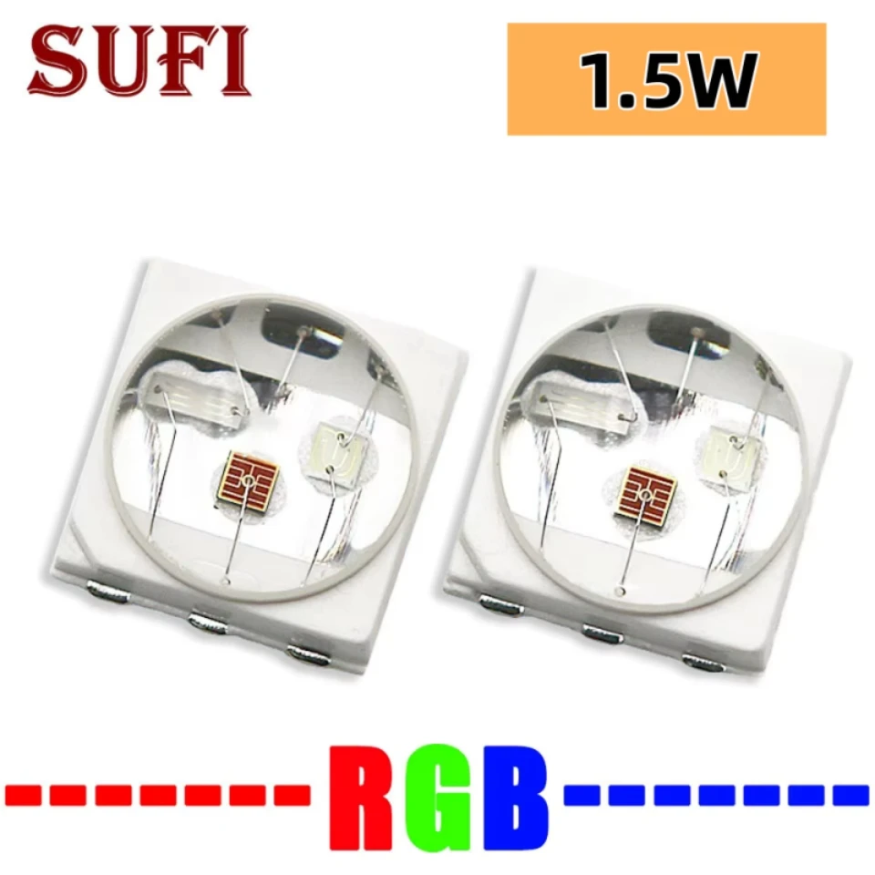 5-50Pcs High Power 1.5W RGB LED Chip 3535 SMD Beads Red Green Blue Diodes Convex Silicone Lens Colorful Light Sourse Stage Light