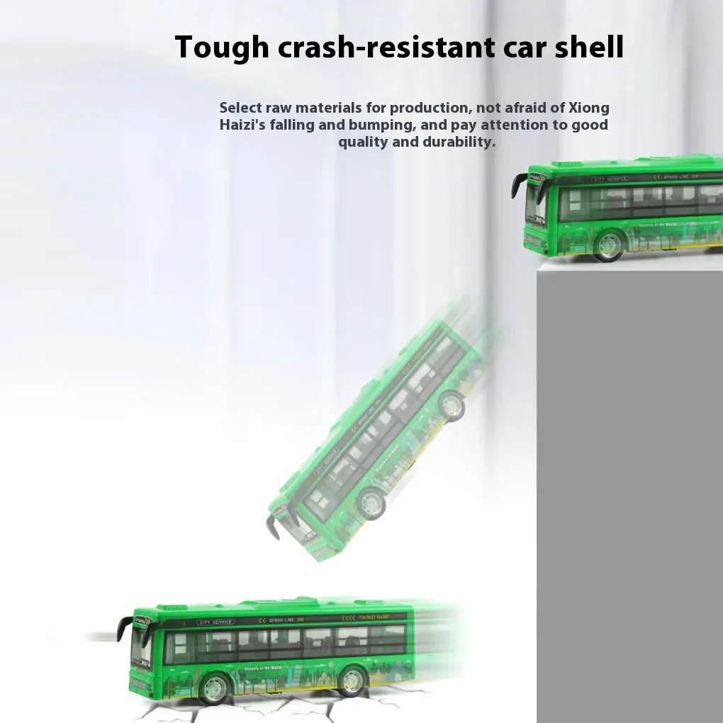 Toy Car Bus Lighting And Music Lifelike Sounds Joyful Play Built In Lighting And Music Simulated Bus green