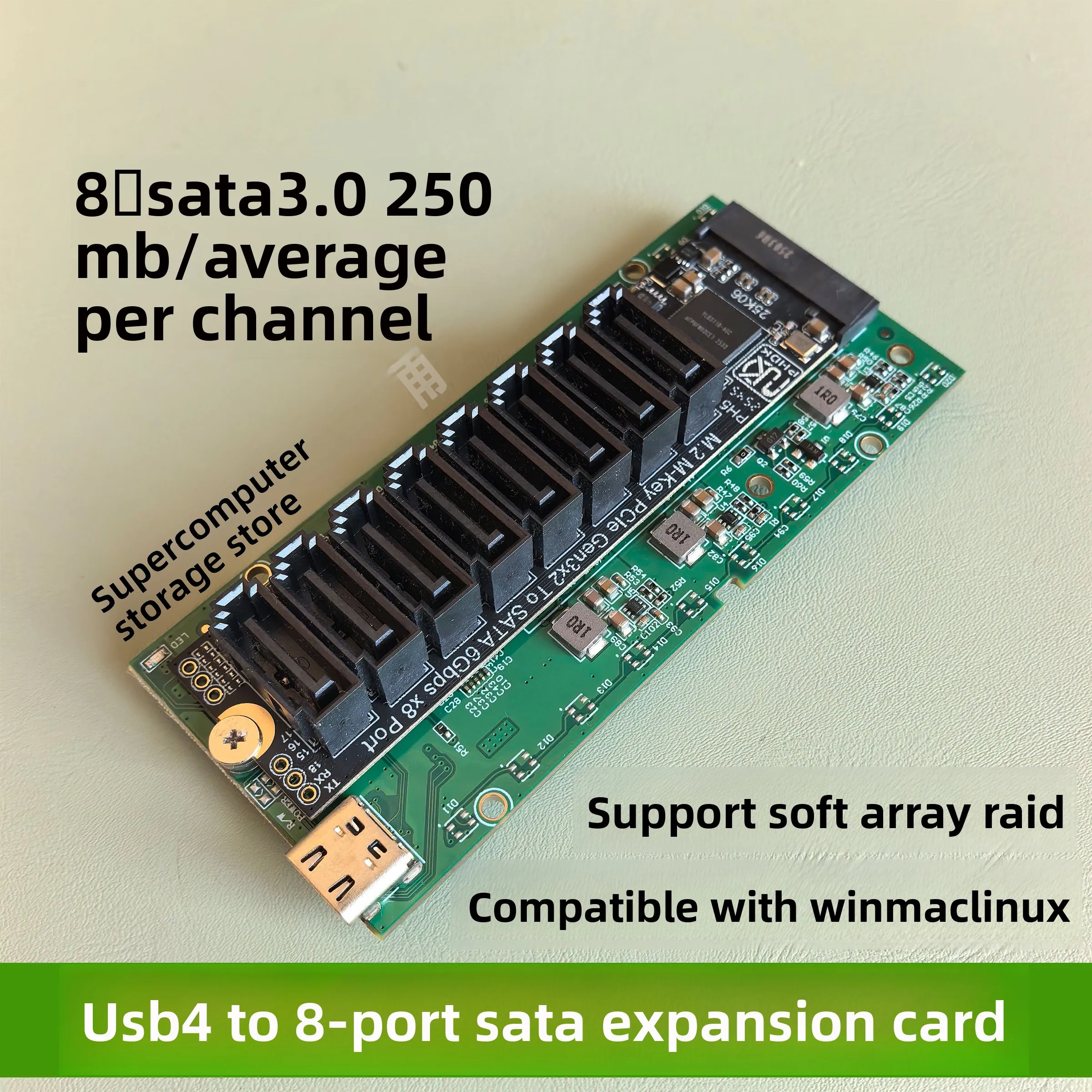 Thunderbolt USB4 To 5ports /6ports /8ports SATA3 Disk Array Adapter Board ASM1166 3118 Synology NAS High-speed