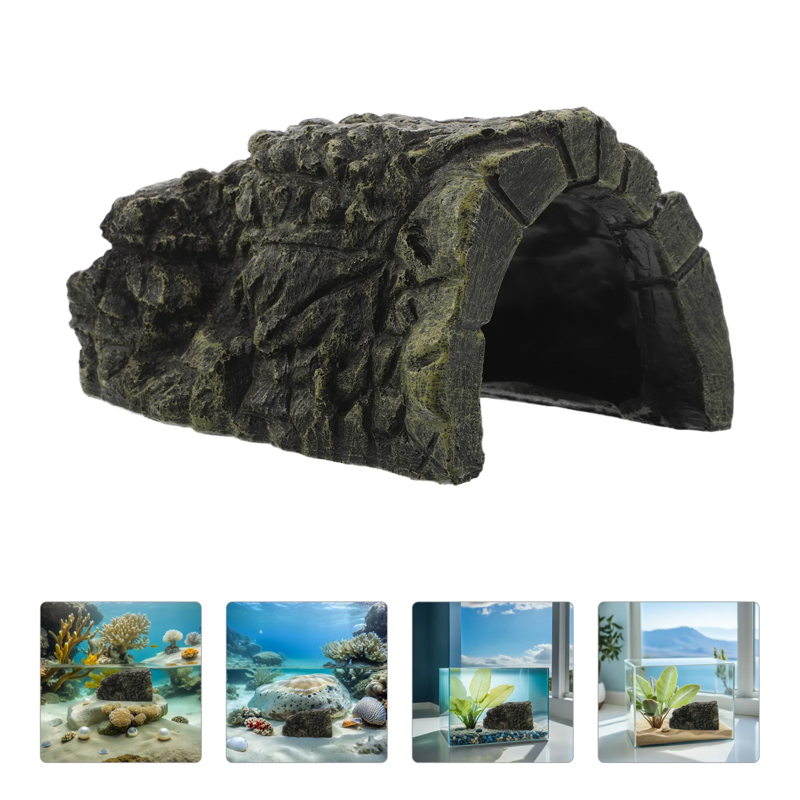 

Reptile Habitat Resin Turtle Hideout Dome Basking Platform Cave Tank Decoration for Amphibians Lizards Turtle Hide Cave