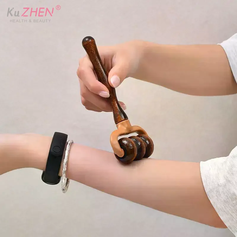 1pcs New Quality Wooden Massage Roller Handheld Muscle Relief For Neck, Shoulders, Head Promotes Circulation Home & Office Use