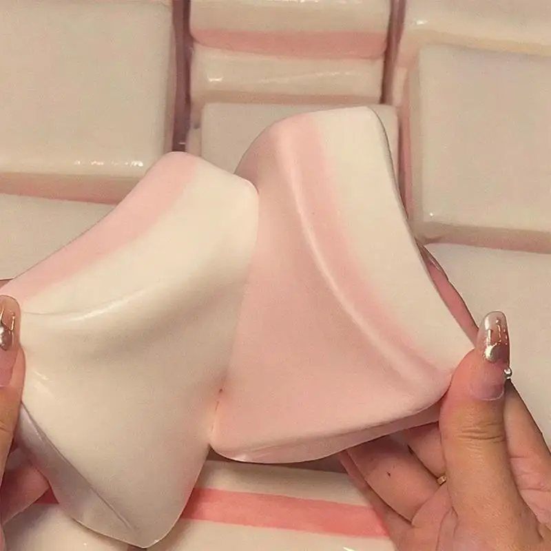 Pink Double-Sided Sticky Rice Cake Simulation Squishy Slow Rebound Cake Stress-relieving Toys Hand Relax Gift