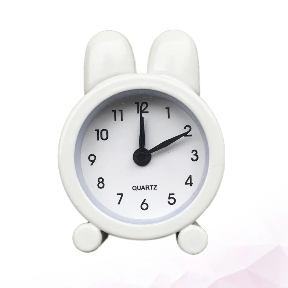 

Mini Metal Alarm Rabbit Ear Design Silent Desktop Wake-Up Device For Bedroom Dorm Home Decoration White Alarm Clock For Students