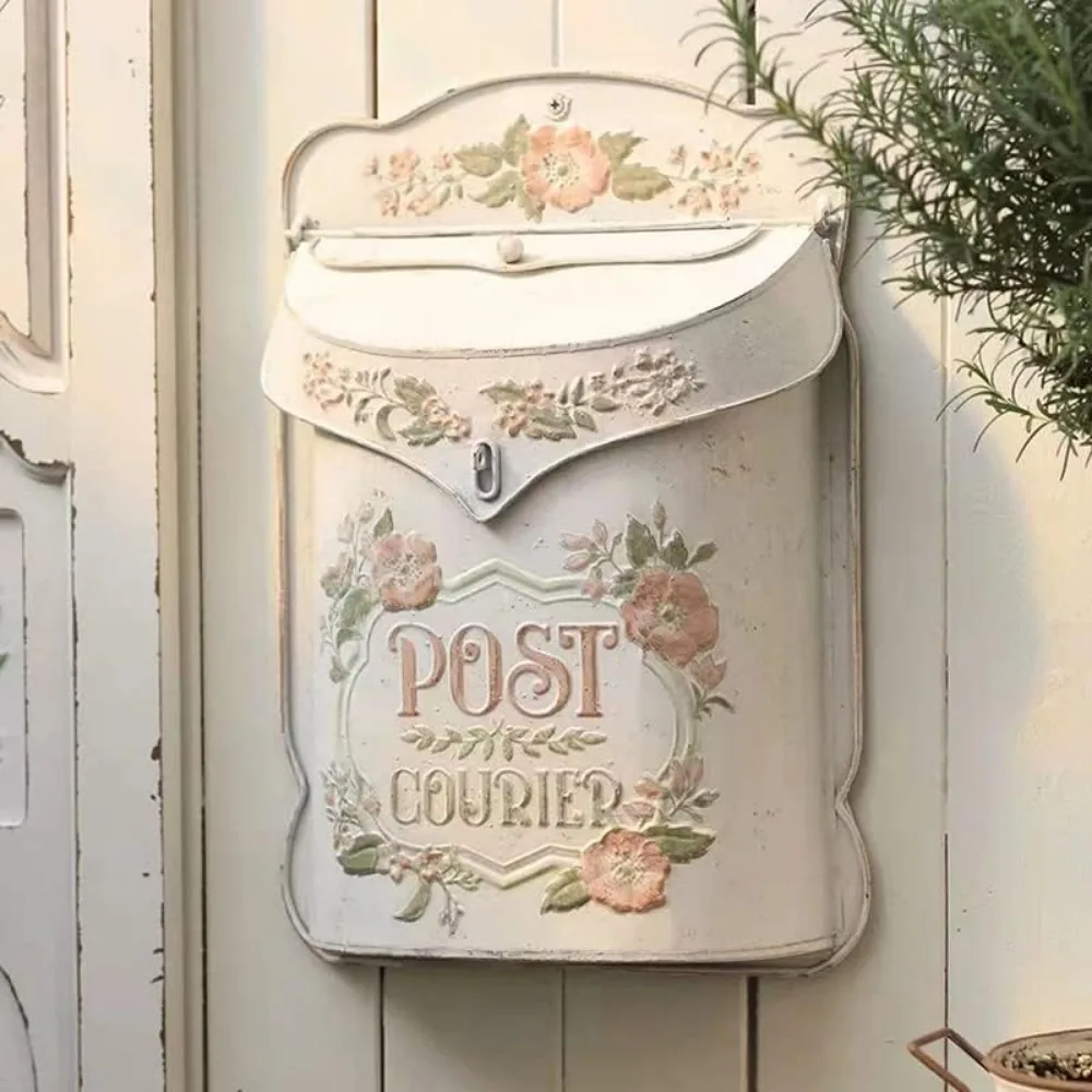 

Vintage Wall Mount Mailbox for House Outside Antique Style Metal Door Decor Garden Cottage Charm