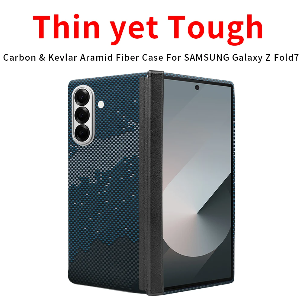 

For galaxy z fold 7 aramid fiber case 600d kevlar carbon fabric ultra thin hard cover magnetic balck Slim light premium