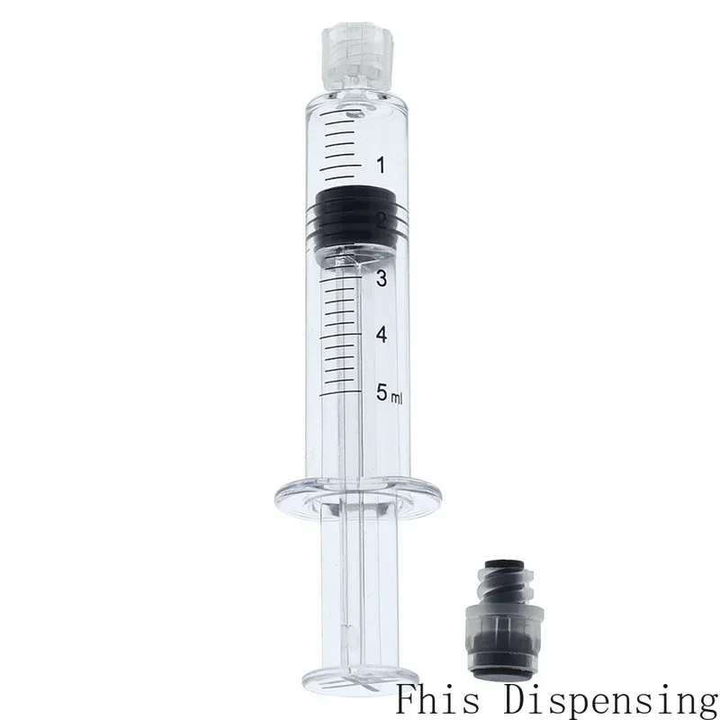 5ml/5cc Luer Lock Syringe with Measurement Mark Tip for CBD Oils EJuices Liquids Chemical (Gray Piston)