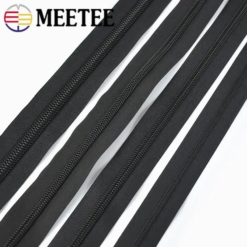 2/5Meters 3# 5# 8# 10# Waterproof Zippers Black Invisible Nylon Coil Zipper for Jacket Bag Zip Repair Kit DIY Sewing Accessories