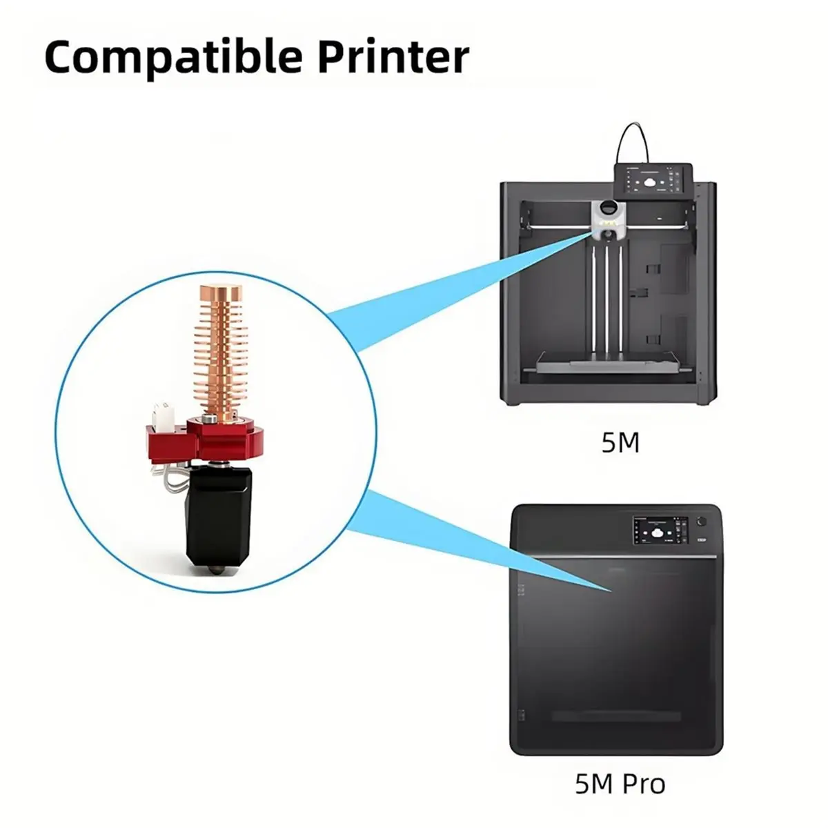 ABKM Hotend for Flashforge Adventurer 5M / 5M Pro Pinting Head 280℃ Ceramic Heating Block Kit AD5M Hard Steel Nozzle Hot