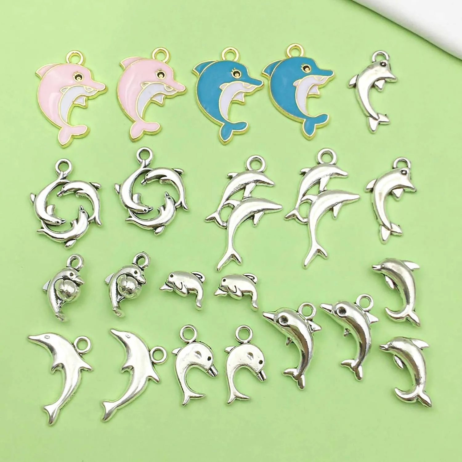 20/22pcs Alloy Marine Life Charms Dolphin Pendants for DIY Bracelet Necklace Jewelry Making Accessories