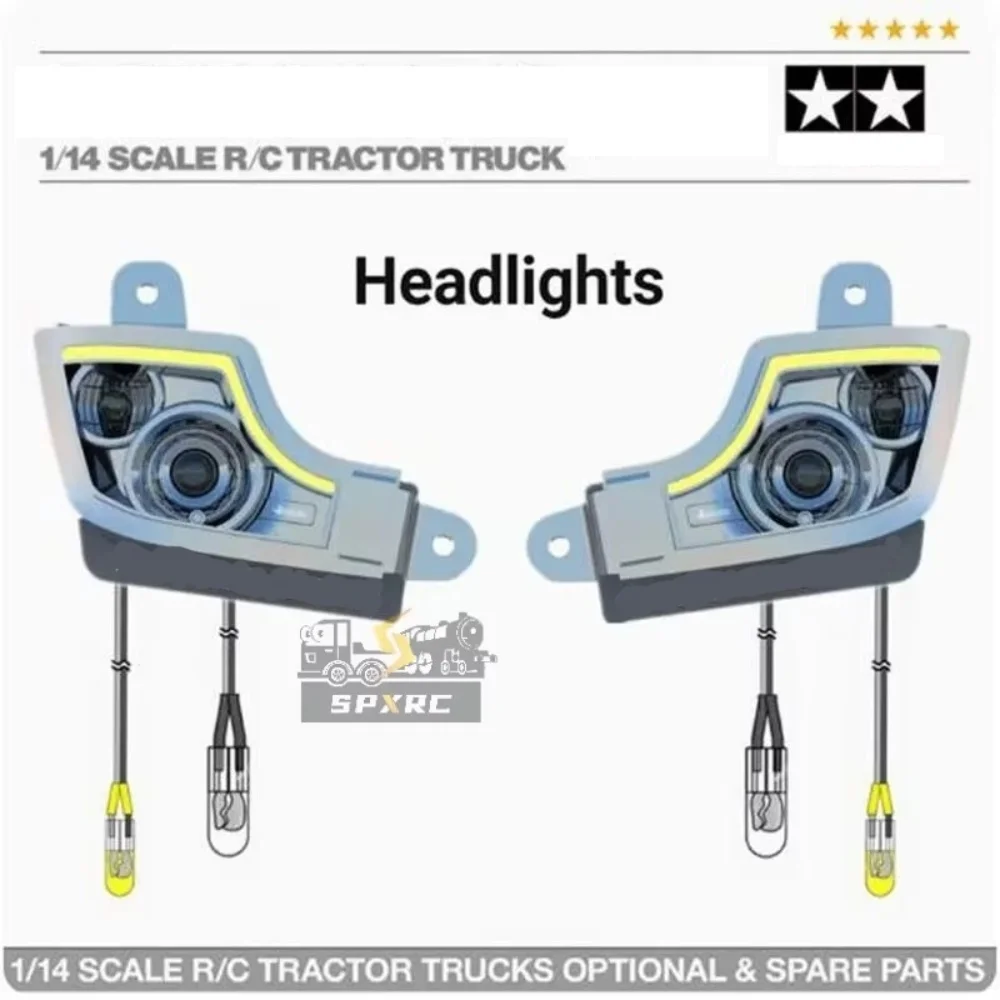 LED 5 فولت نظام الإضاءة الأمامية مصباح الضوء الخلفي تدفق الضوء محاكاة ل 1/14 Tamiya Actros 3363 1851 RC جرار قطع غيار السيارات