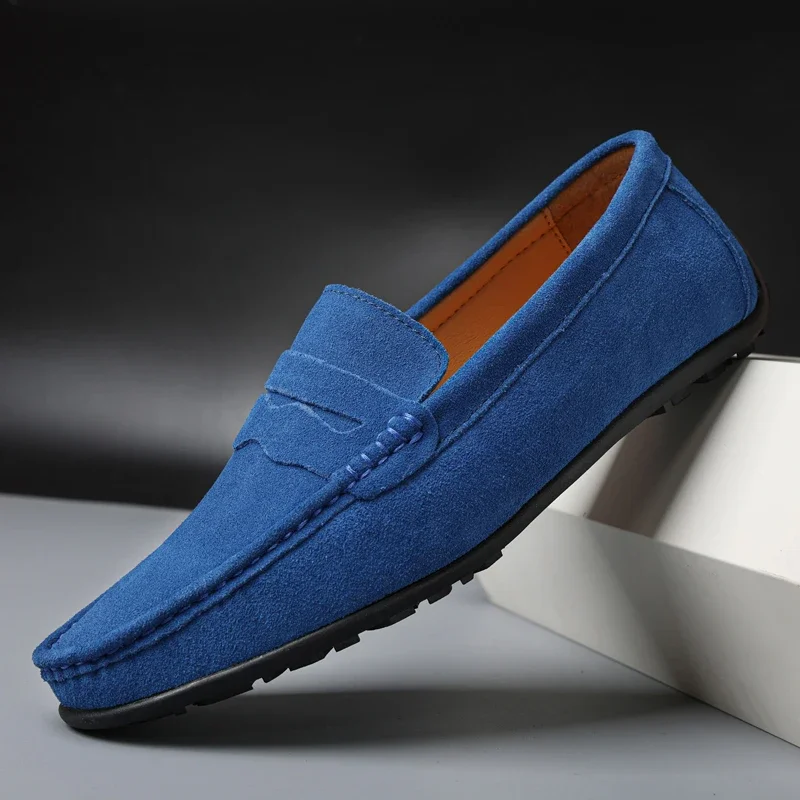 High Quality Leather Men Loafers  Slip on Mens Casual Shoes Fashion Flats Male Driving Shoes Moccasins Ten Colors Size 38-47