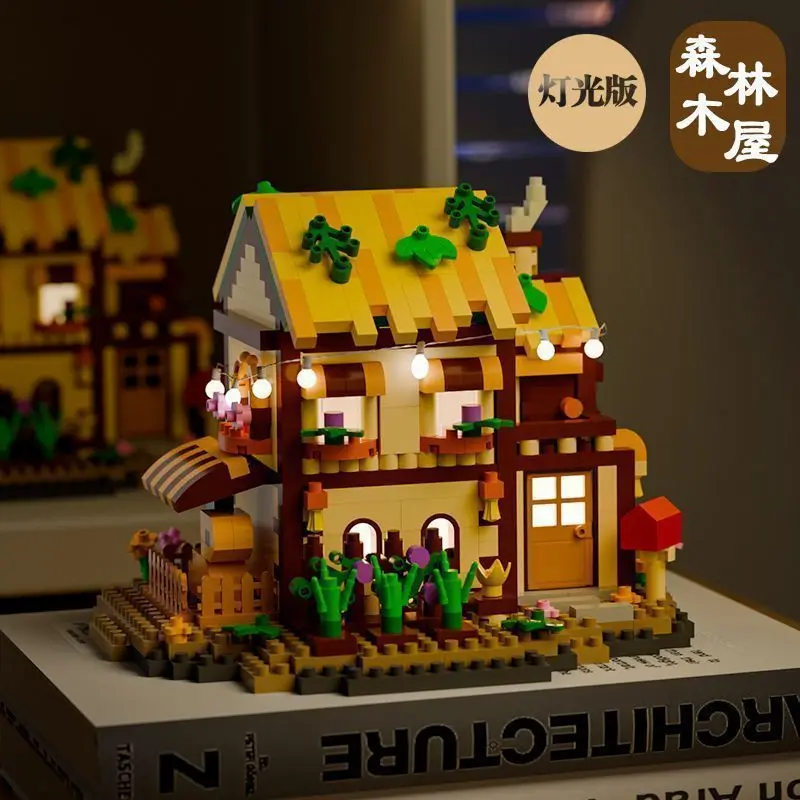 NEW Forest Cabin Mini Building Bricks DIY Assembly Kit Rrtro Log House Ornament Collection Toys Education Gift for Adult & Kids