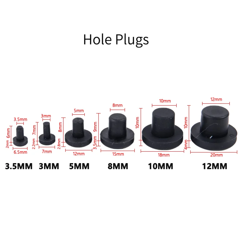 10Pcs Solid Rubber Hole Caps 3-12mm High Temperature Resistance Seal Hole Plugs Fastener Fitting^..