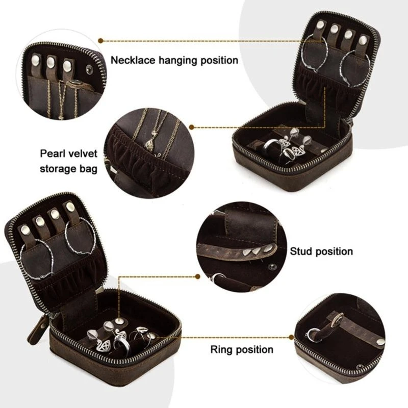 U4LF Portable Jewelry Box for Rings Earrings Necklace Bracelets Watches