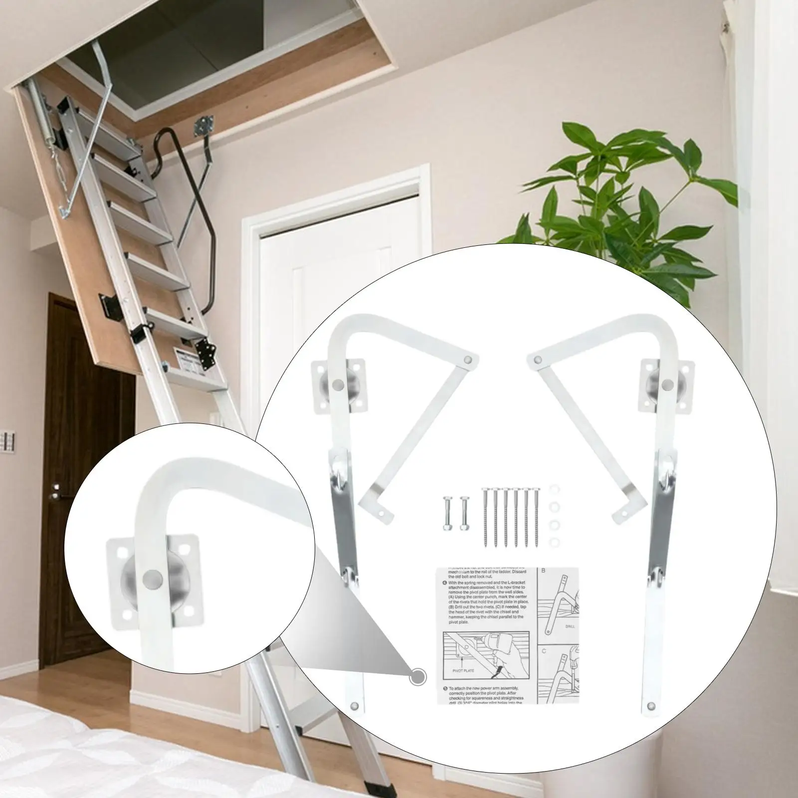 Bild 3: Verzinkte Dachbodenleiter-Scharnierarme, Robustes Ersatzkit, Einfache Installation, Hardware für Werner Mk5 WU2210 W2208 Dachbodenleiter-Teile