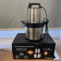 Meat grinder English packaging 6L household dual speed stainless steel electric European and English standards（220V）