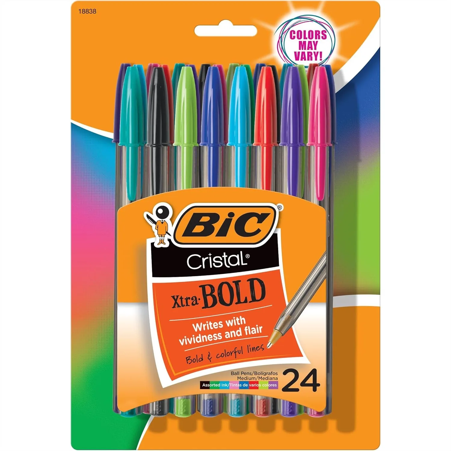 

Bold Point Ballpoint Pens 1.6 mm for Color-Coded Notes, 24 Assorted Colors for School Supplies