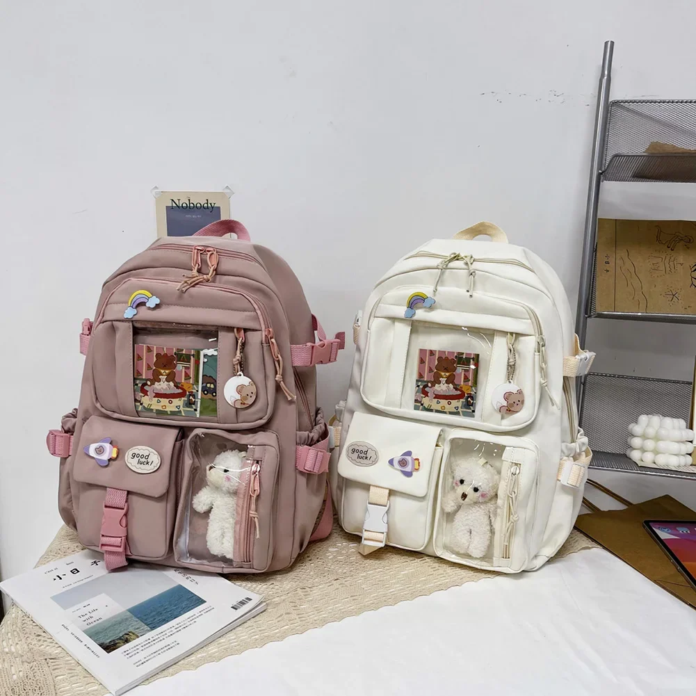 Japanese Girls Aesthetic Backpack Cute School Bags For Student Teens Girls Pockets Kawaii Women Laptop Backpack Harajuku Mochila