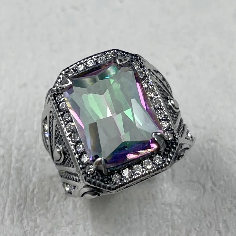 HIP hop Retro 316L Edelstahl Ring bunte Stein strass Ringe Punk Männlichen Hochzeit Schmuck