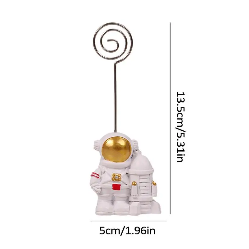 Uchwyt na kartę miejsca Uchwyt na notatki Klips Gloden Astronaut Stojak na zdjęcia na biurko Mini żywiczne klipsy do wyświetlania zdjęć Kreatywne klipsy do zdjęć
