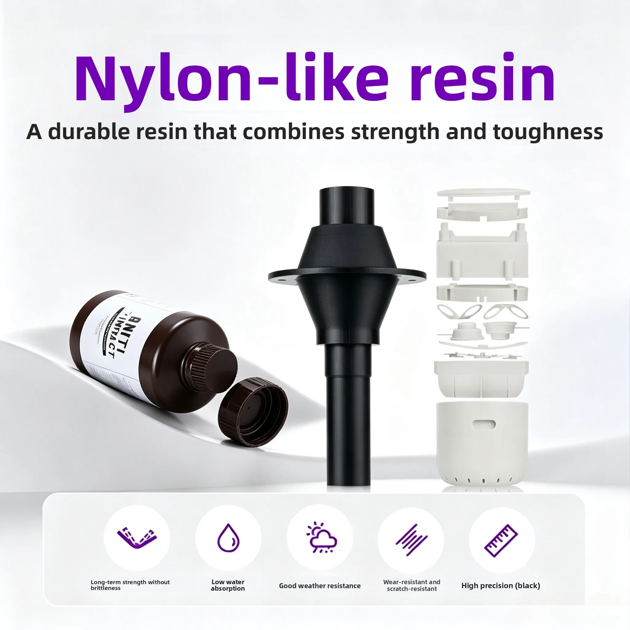 Nylon‑Like UV Photoresin High‑Impact‑Resistant Wear‑Durable Consumable for LCD DLP Functional‑Part 3D Printing