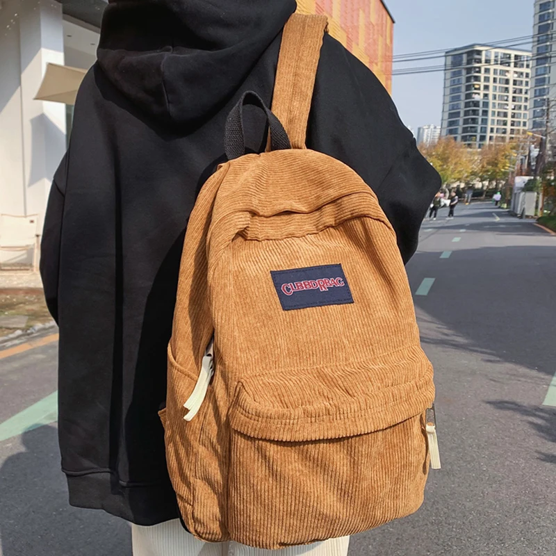 Mochila bonita de pana para mujer, morral escolar de estilo Harajuku para chicas adolescentes y hombres