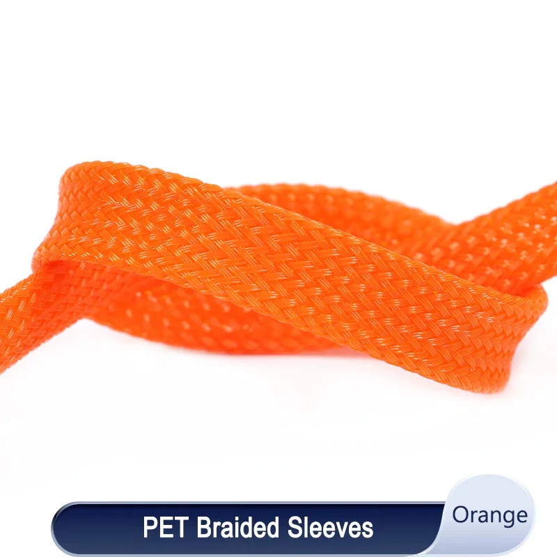 

1~50m Orange PET Braid Sleeve 2~40mm High Density Snake Skin Sleeving Wrap Sheath For Electric Cables