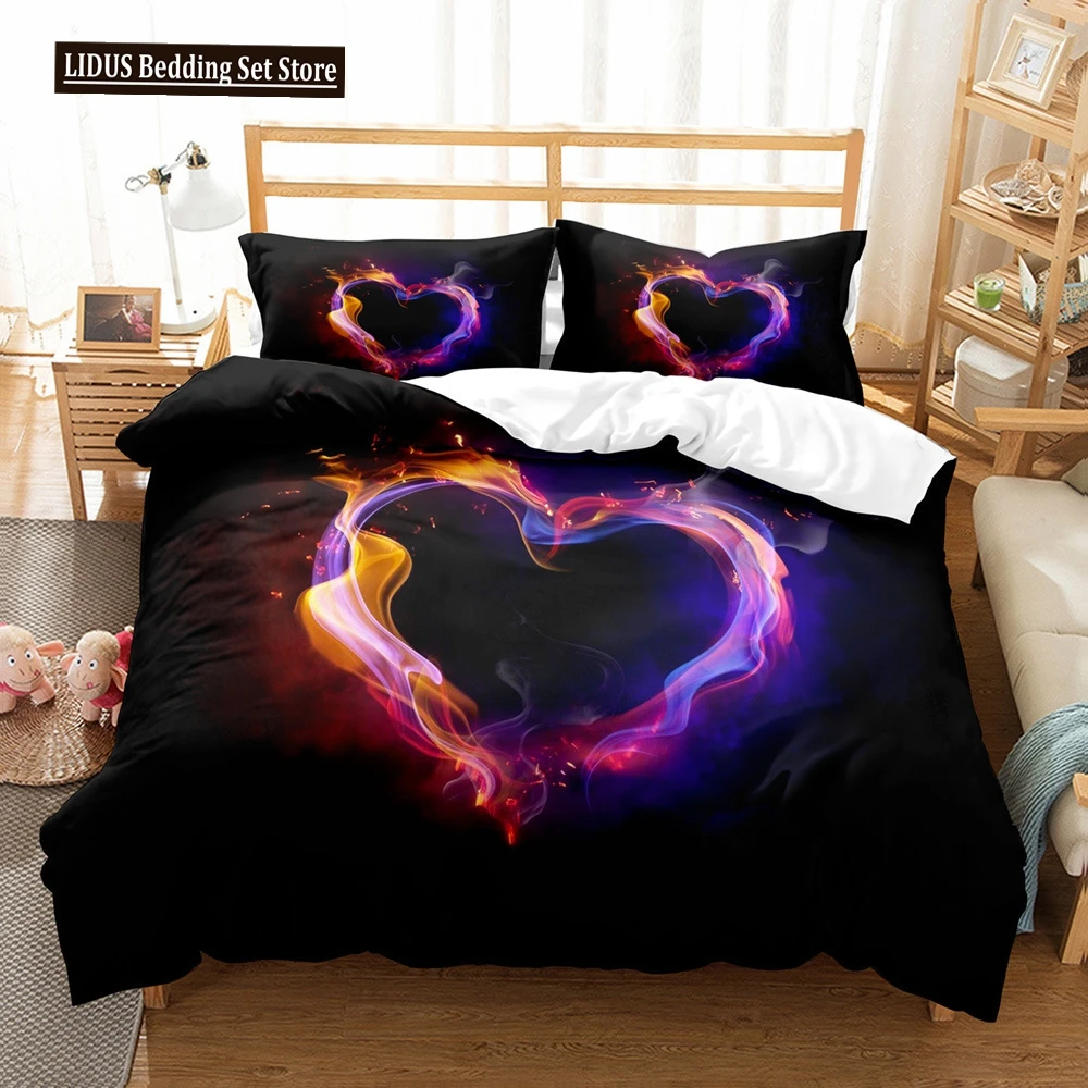 

Love Heart Polyester Duvet Cover Set King Queen Twin Full Size Romantic Theme Big Love Heart For Kids Girl Boy Women Bedding Set