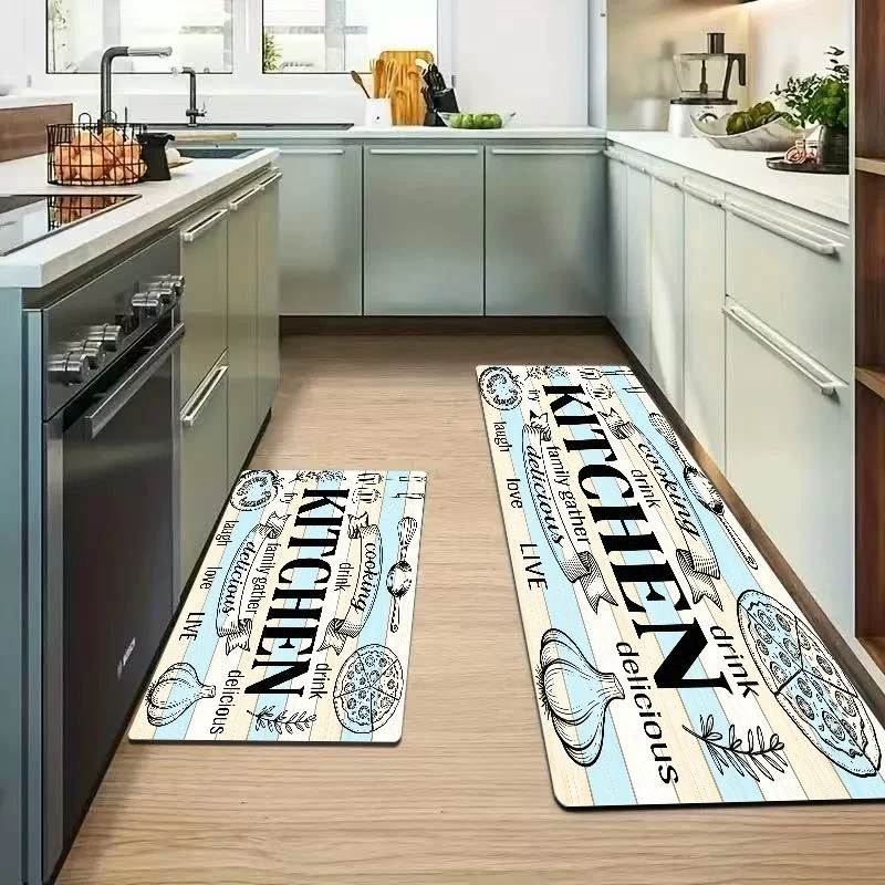 VIKAMA Sketch Kitchen Tool Runner Rug Waterproof Oilproof Non Slip Anti Fatigue Vintage Farmhouse Kitchen Floor Mat