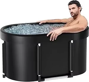 Oval Ice Bath Tub with Lid Cold Water Therapy Tub Recovery Portable Bath Tub Inflatable Ice Bathtub PVC Plastic Standing Adult