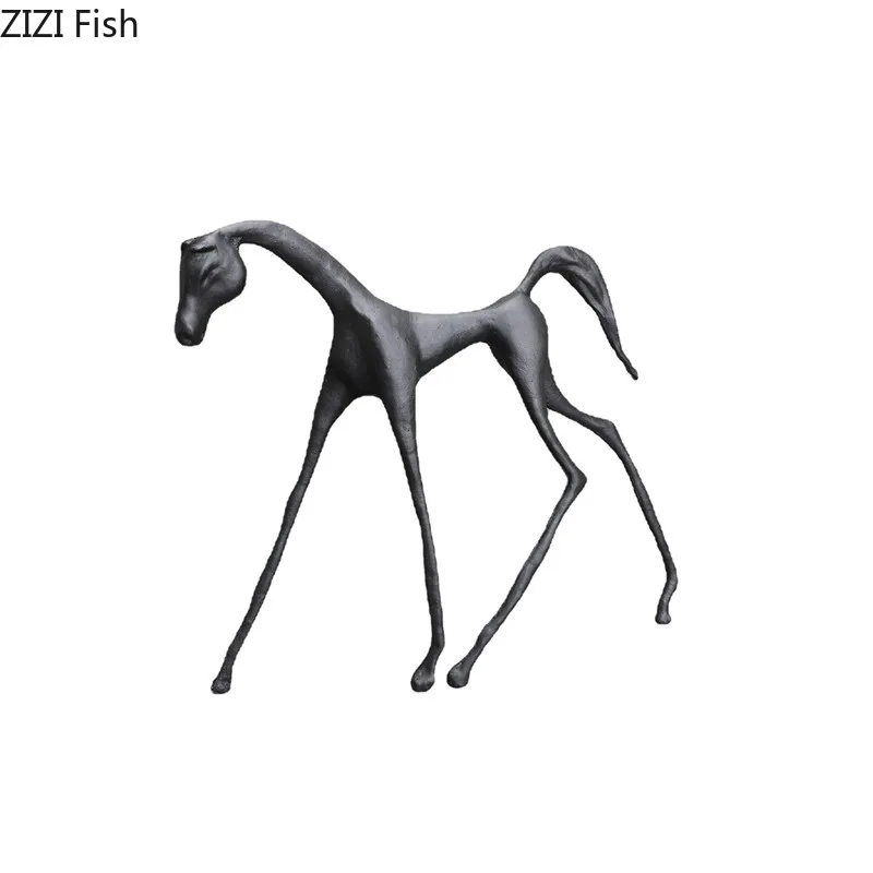 Creative Cast Iron Dark Horse Red Horse Animal Sculpture Desktop Ornament Living Room Decoration Artwork Home Decoration Gift