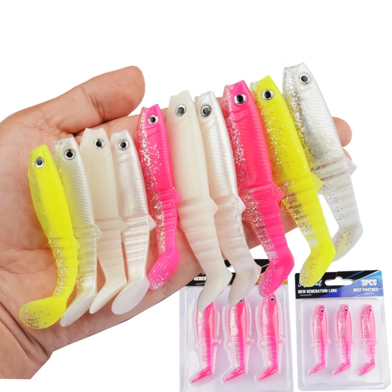 Best-selling multi-section T-tail soft fish imitation lure soft bait - black pond mimic bait - multi-section fish bait