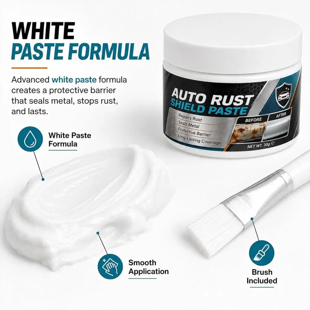 30g Car Anti-rust Paste Anti-corrosion Waterproof Car Metal Rust Repair Paste with Brush Auto Rust Shield Paste Car Accessories