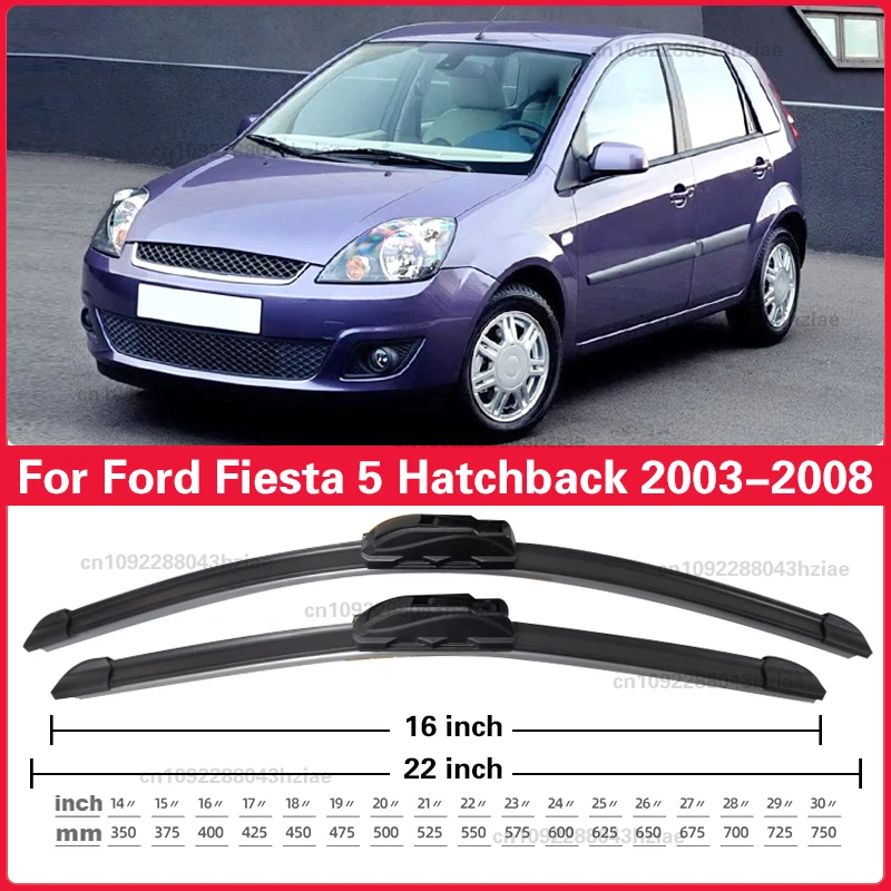 For Ford Fiesta 5 Hatchback 2003-2008 Front Windshield Wiper Blades 2pcs Windscreen Window Accessories 2004 2005 2006 2007 - view 4