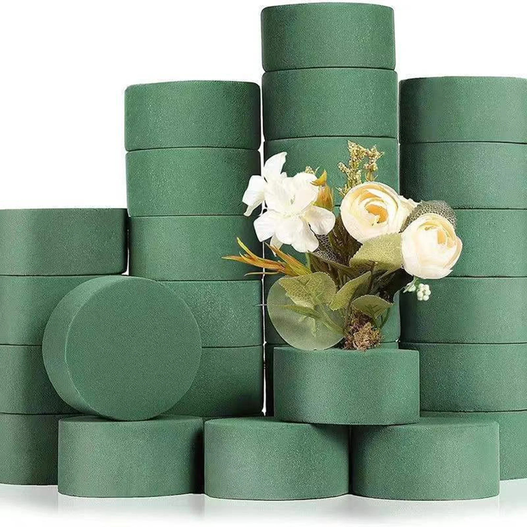 Green Floral Foam, 10PCS Round Floral Foam Brick, Dry Floral Foam Blocks, Artificial Flower Mud DIY Flower Arrangement Kit