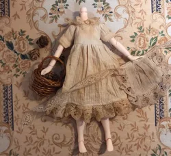 2PCS Retro style clothes blythe doll outfit tea dyed dress/apron 1/6 30cm(Fit for Pullip,Ob22/24/26, Licca)