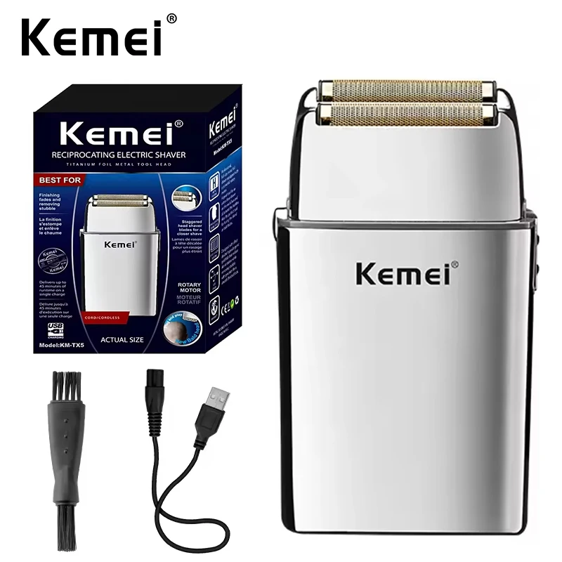 kemei-tx5-pro-メタルハウジング-バリカン-メンズ用-電気シェーバー-ひげ剃り-頭剃り機-充電式電気カミソリ