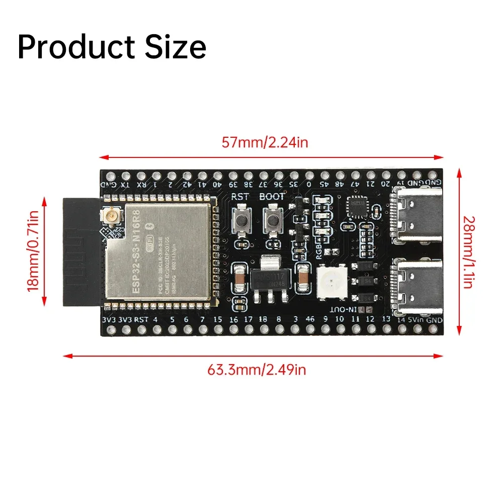 ESP32-S3 WiFi BT Entwicklungsboard mit Dual-Core-Prozessor, 150 Mbit/s Datenrate, Energiesparmodus, N16R8 N8R2 für IoT-Projekte – Detail 14