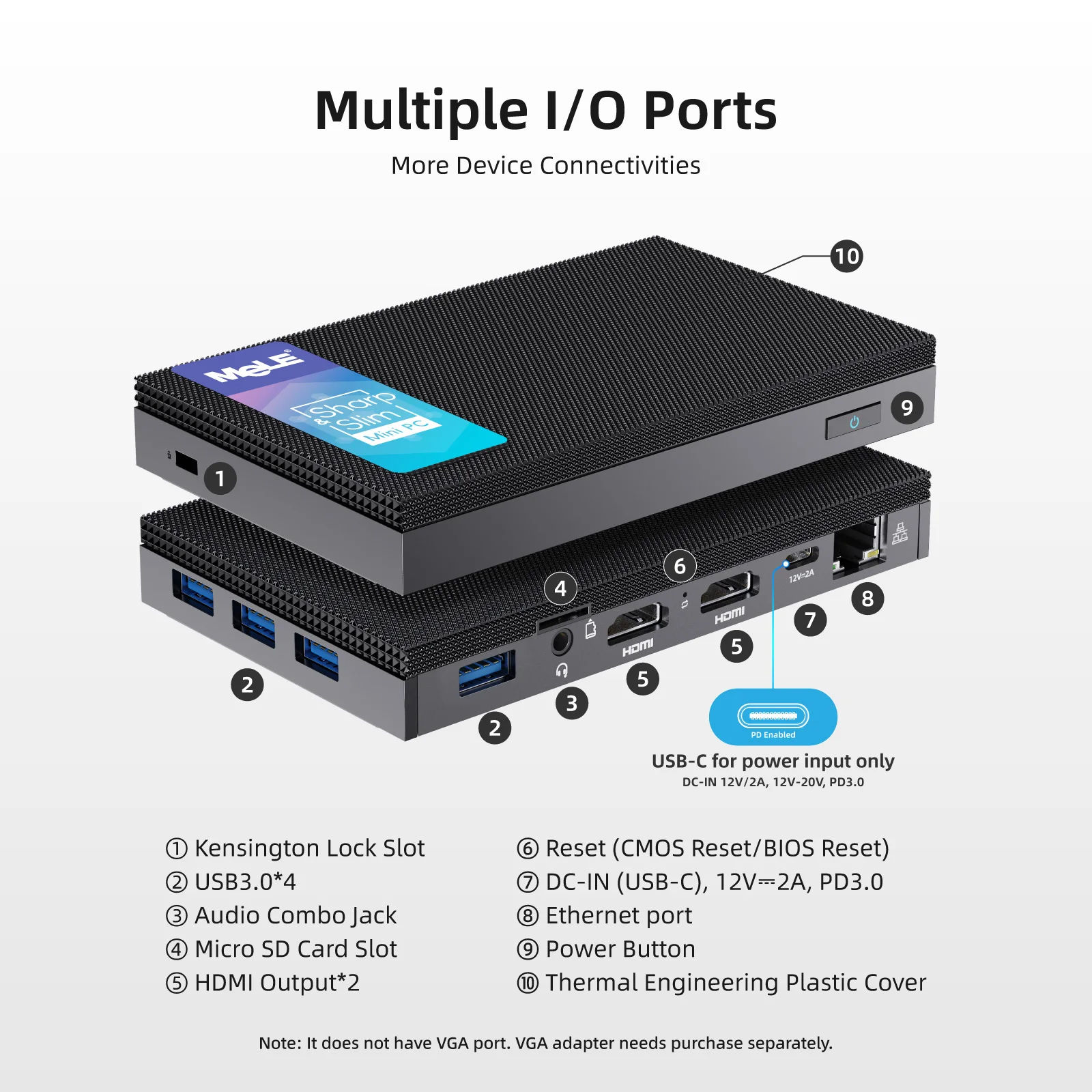 MeLE Wifi 6 Quạt Không Cánh Mini Máy Tính Win11 Pro Mini PC Deskt 4K HDMI HDR Jaskperlake N5105 8G 128G NVMe M.2 SSD 2.4G 5G Gigabit PXE